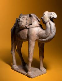 A Painted Pottery Figure of a Camel