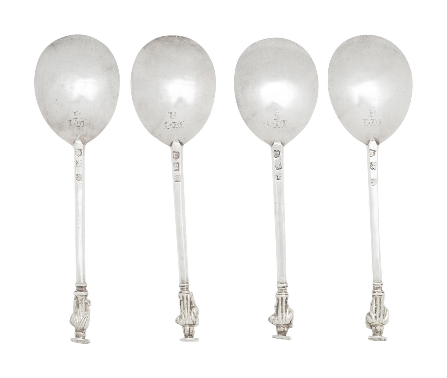 A Set of Four Charles I Silver Apostle Spoons