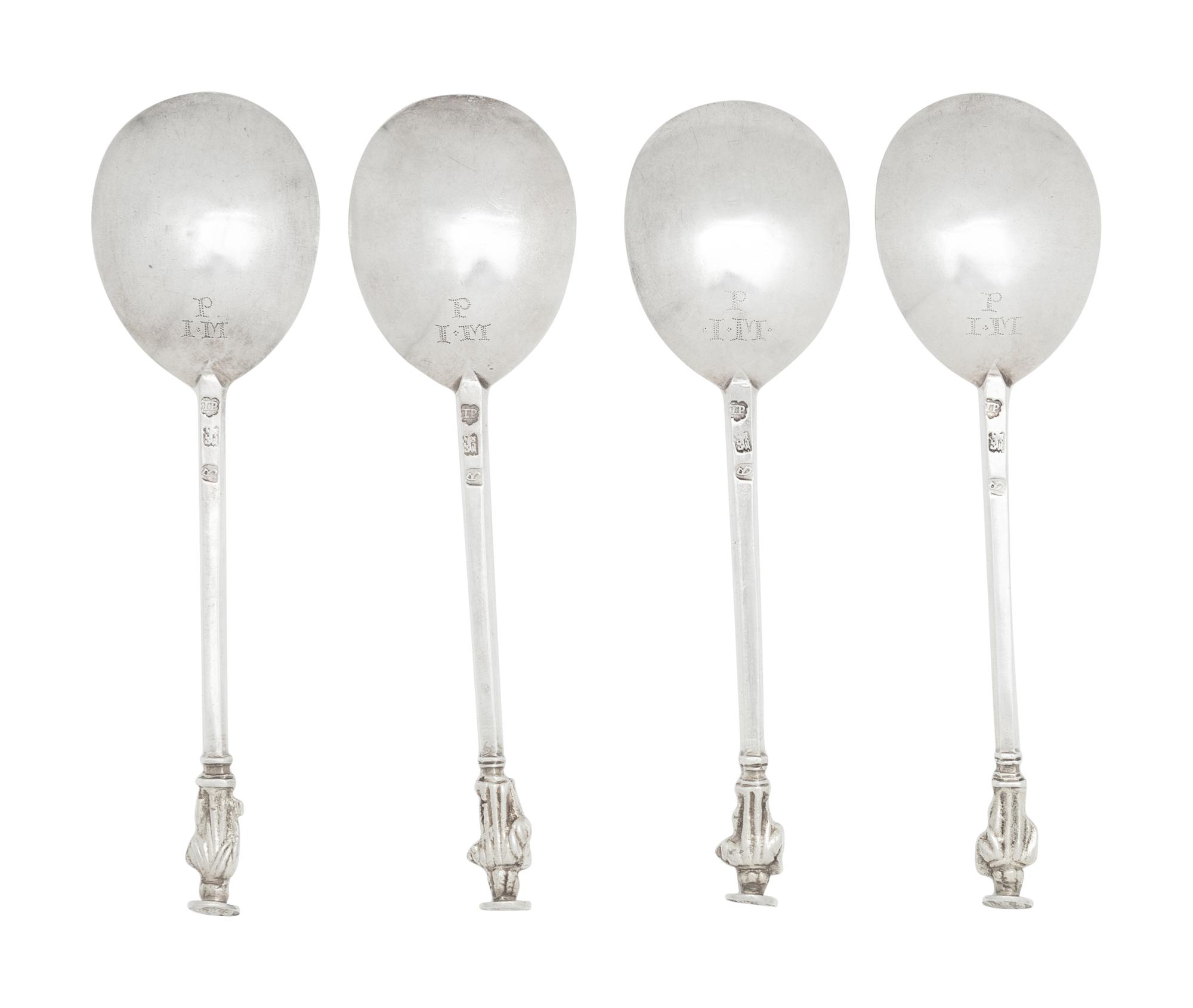 A Set of Four Charles I Silver Apostle Spoons