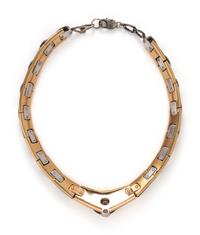 BLACK ONYX, DIAMOND, AND YELLOW GOLD COLLAR NECKLACE