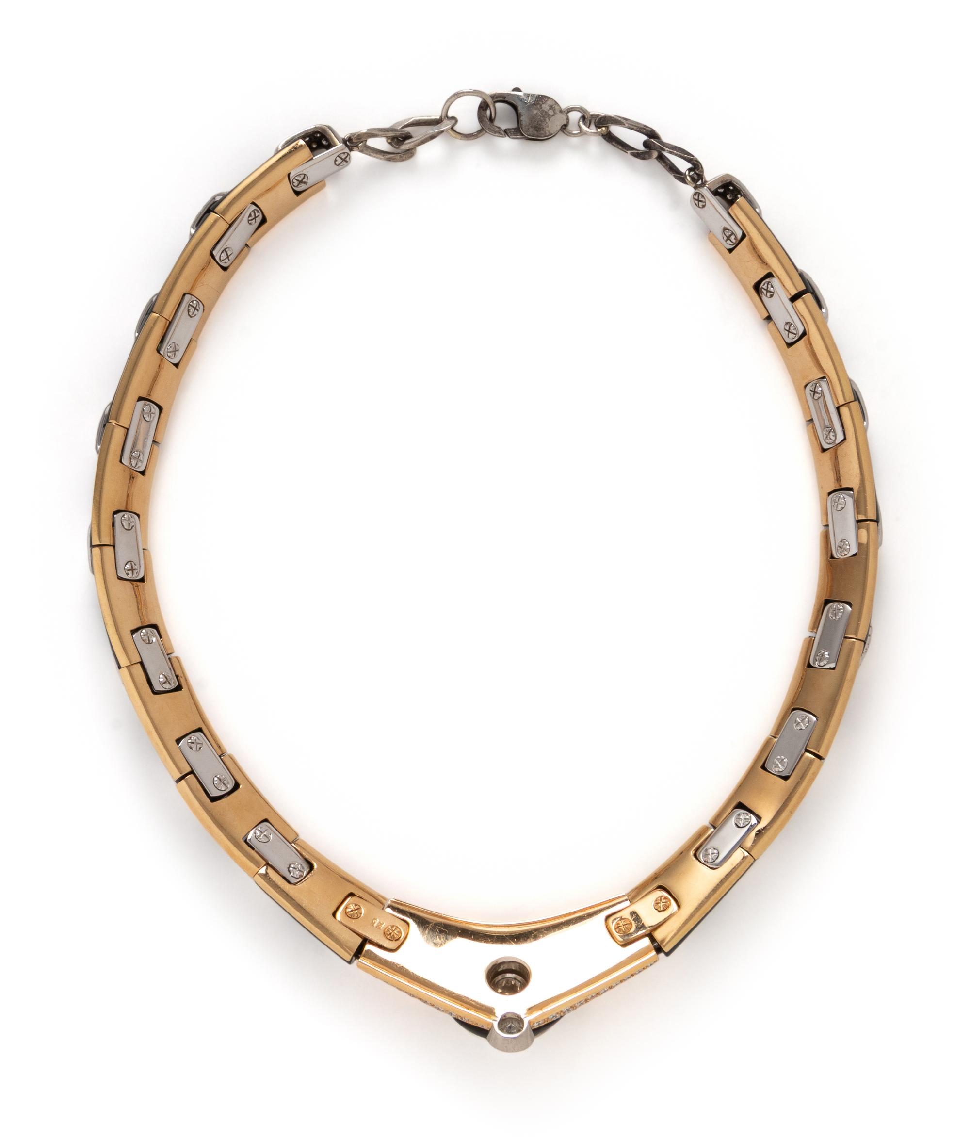 BLACK ONYX, DIAMOND, AND YELLOW GOLD COLLAR NECKLACE