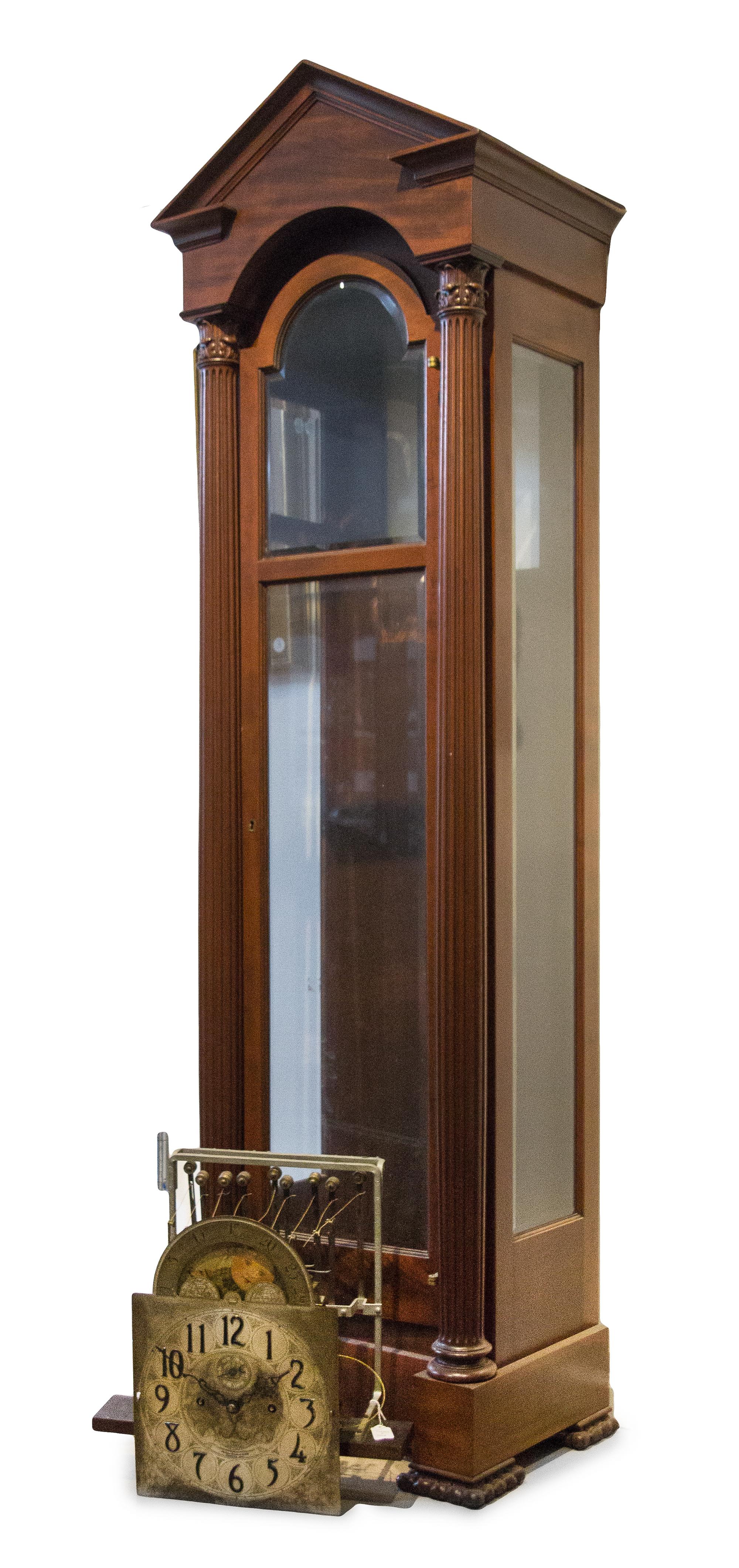 An American Tall Case Clock Height 81 1/2 x width 23 1/4 x depth 16 1/4 inches. — HERSCHEDE HALL CLOCK CO., CINCINNATI, OH, 20TH CENTURY