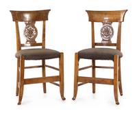 A Pair of Continental Walnut Side Chairs