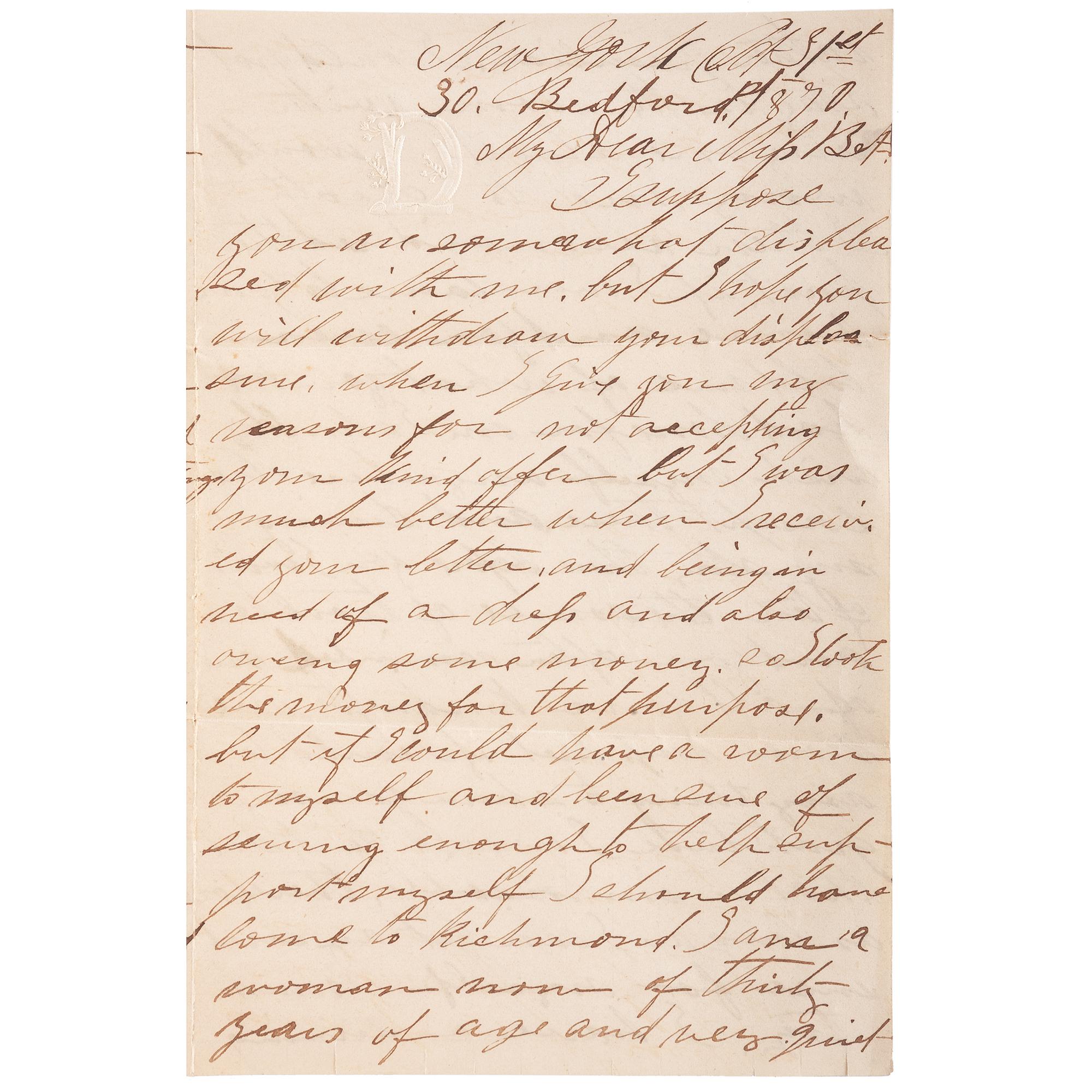Van Lew Family Archive, Incl. Letters from Civil War Spymaster Elizabeth Van Lew and Slave-Turned-Spy Mary Bowser