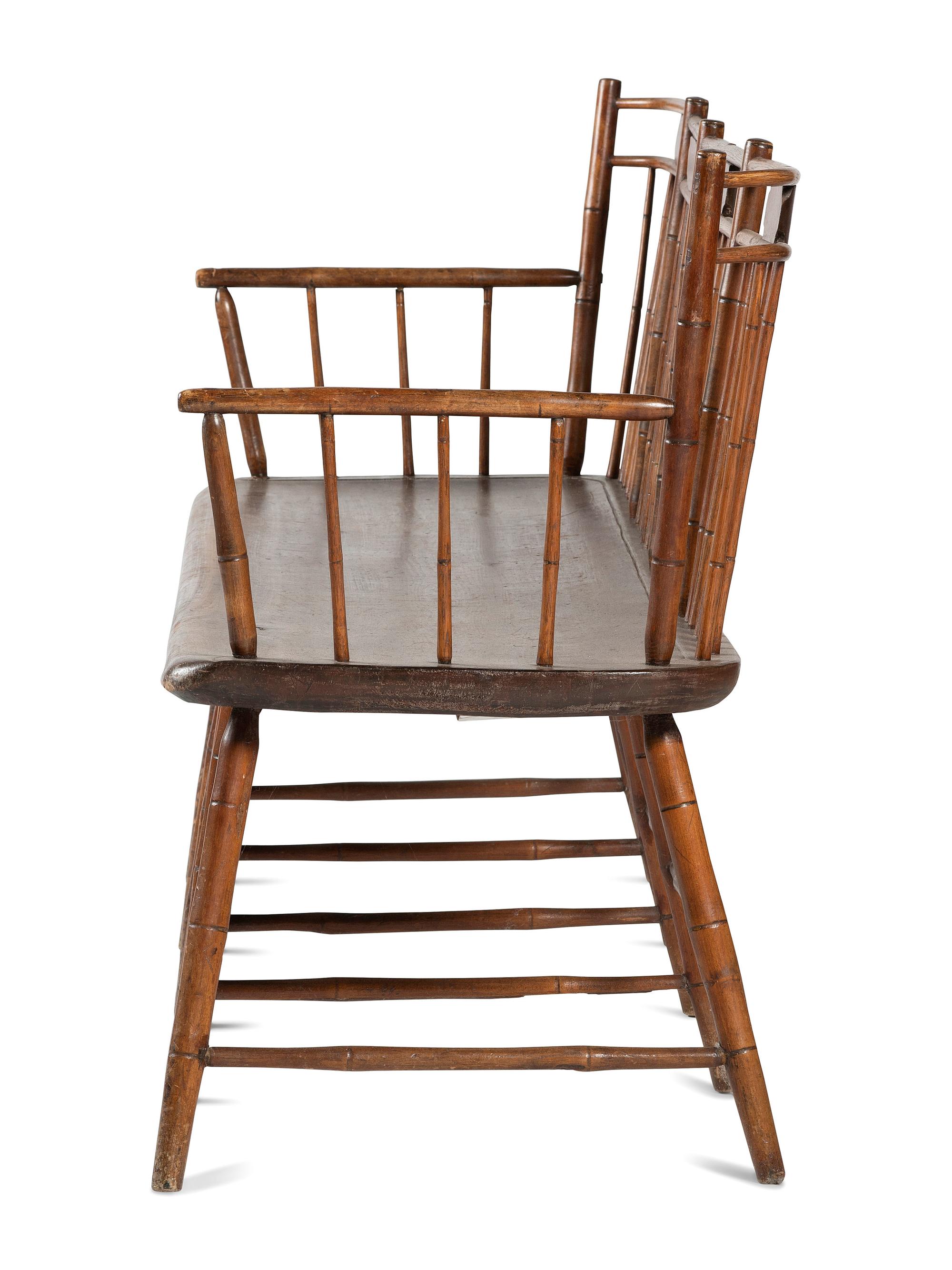 A Bamboo-Turned Birdcage Windsor Settee