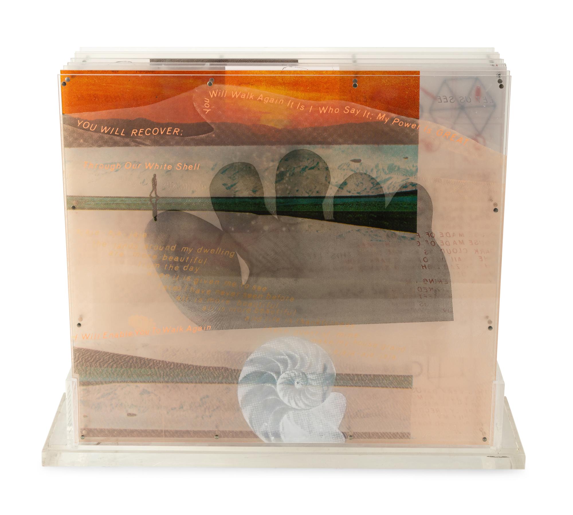 Opal Gospel (complete set of ten screenprints in colors on movable acrylic panels with the original Lucite base and screenprinted stainless steel cover), 1971