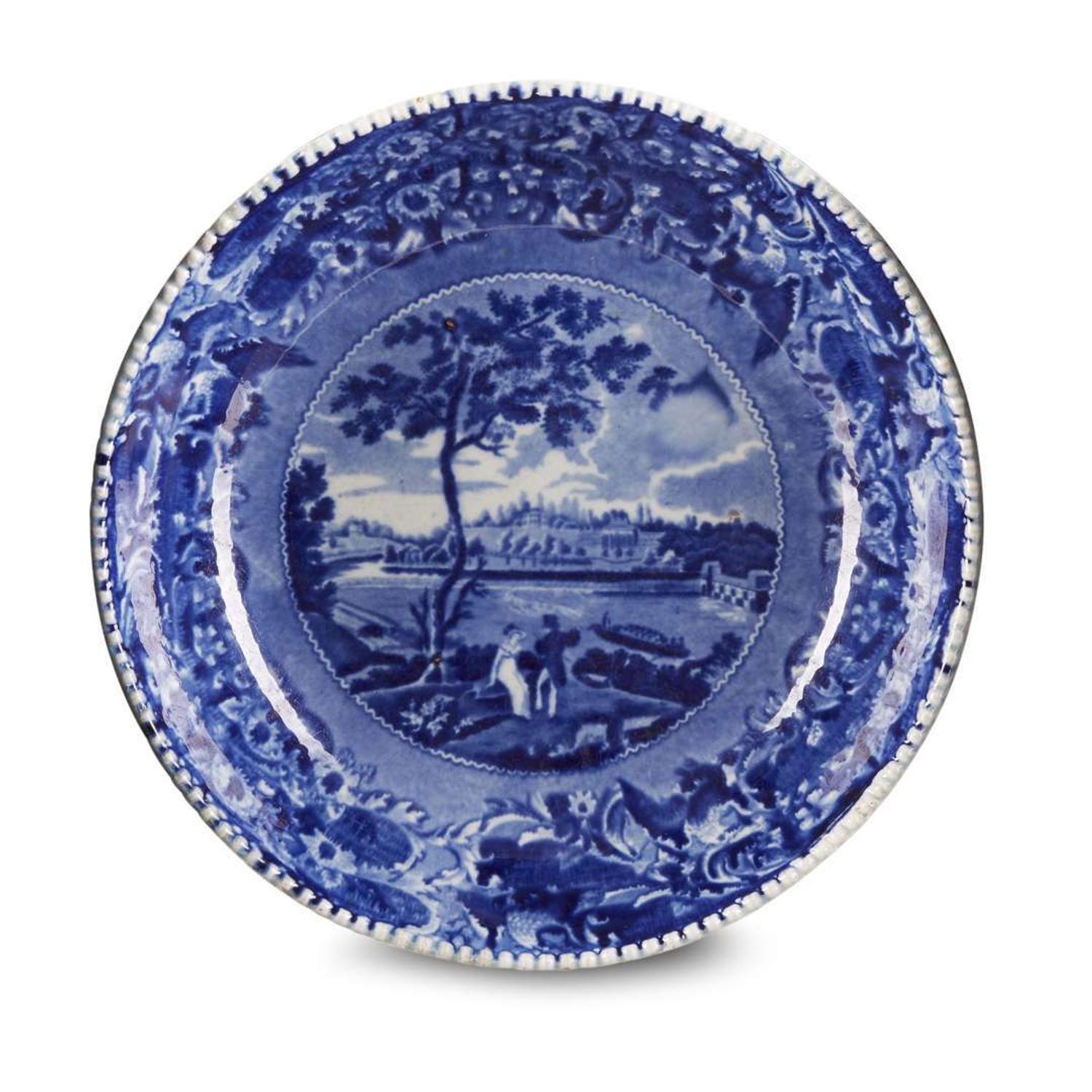 Two Historical Blue Staffordshire 'Fair Mount Near Philadelphia' basins Joseph Stubbs, Burslem, circa 1830
