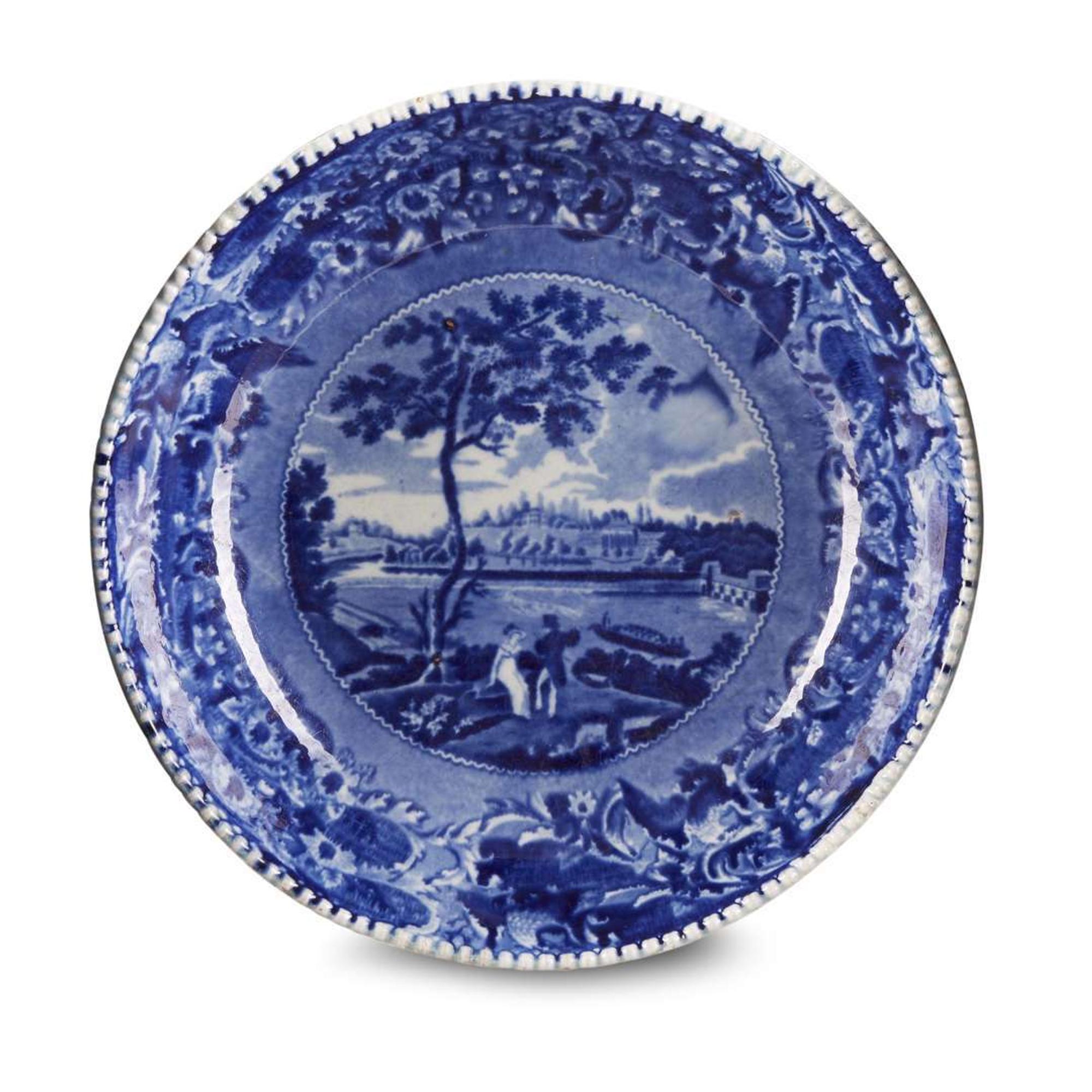 Two Historical Blue Staffordshire 'Fair Mount Near Philadelphia' basins Joseph Stubbs, Burslem, circa 1830