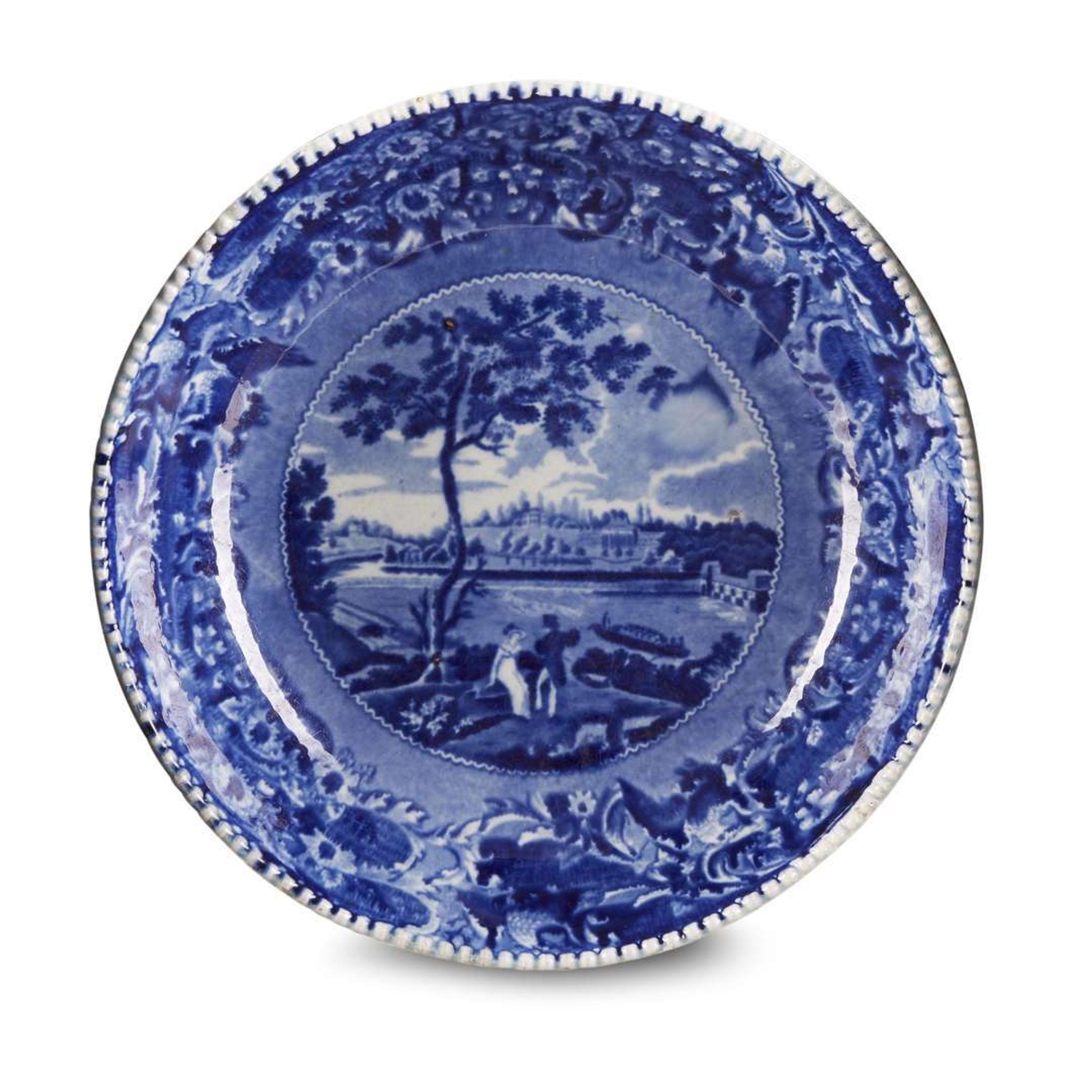 Two Historical Blue Staffordshire 'Fair Mount Near Philadelphia' basins Joseph Stubbs, Burslem, circa 1830