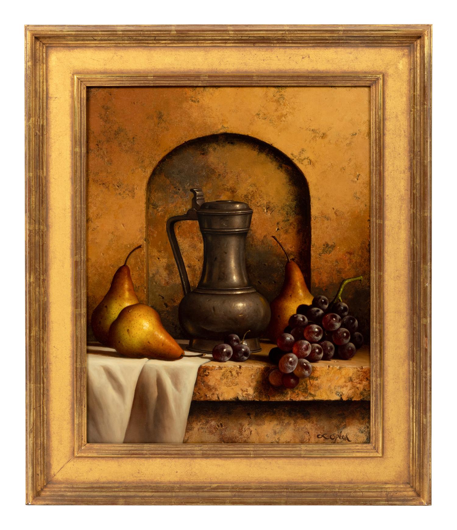 Pewter with Pears and Grapes