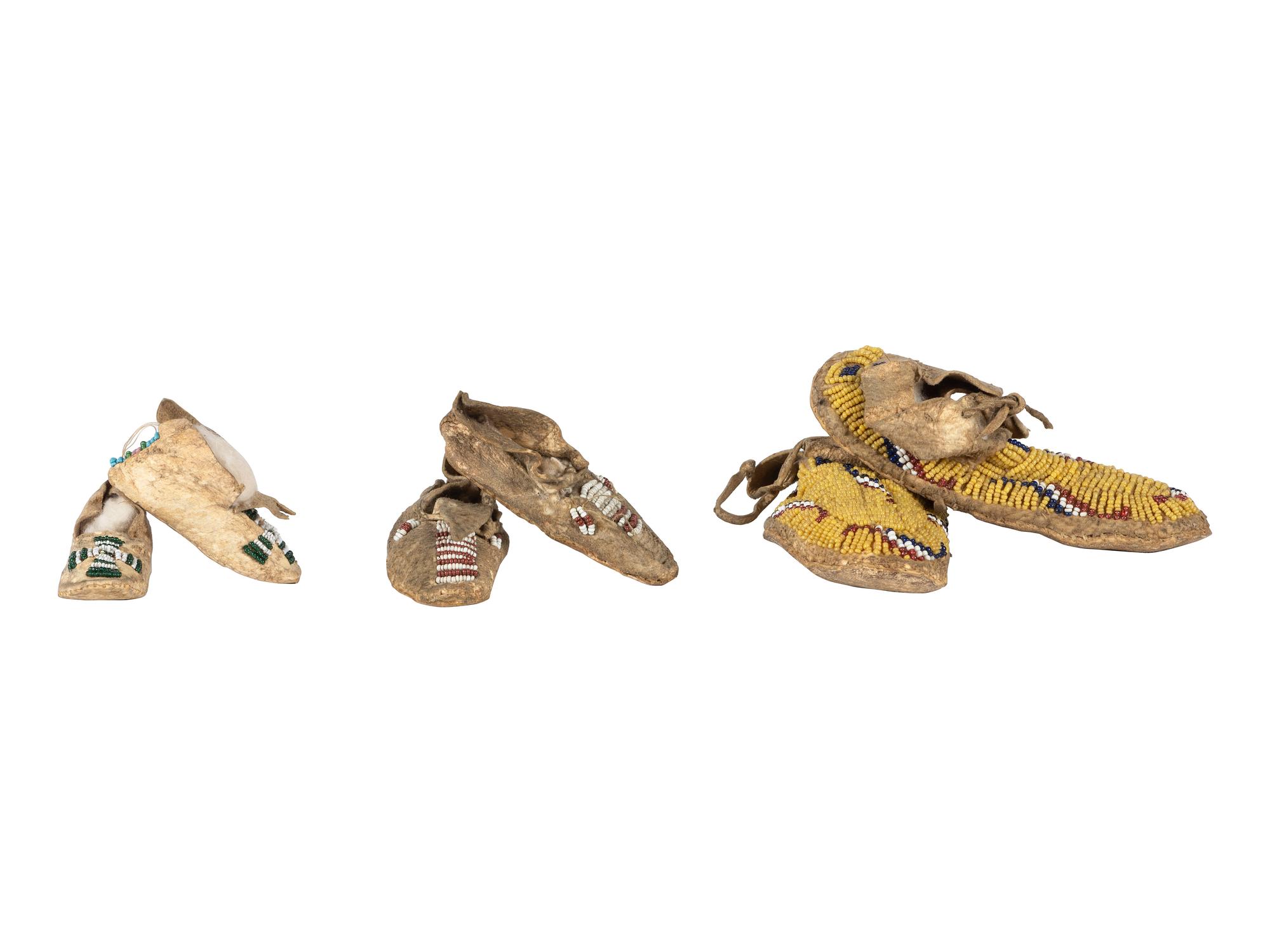 Cheyenne Child's AND Doll Beaded Hide Moccasins