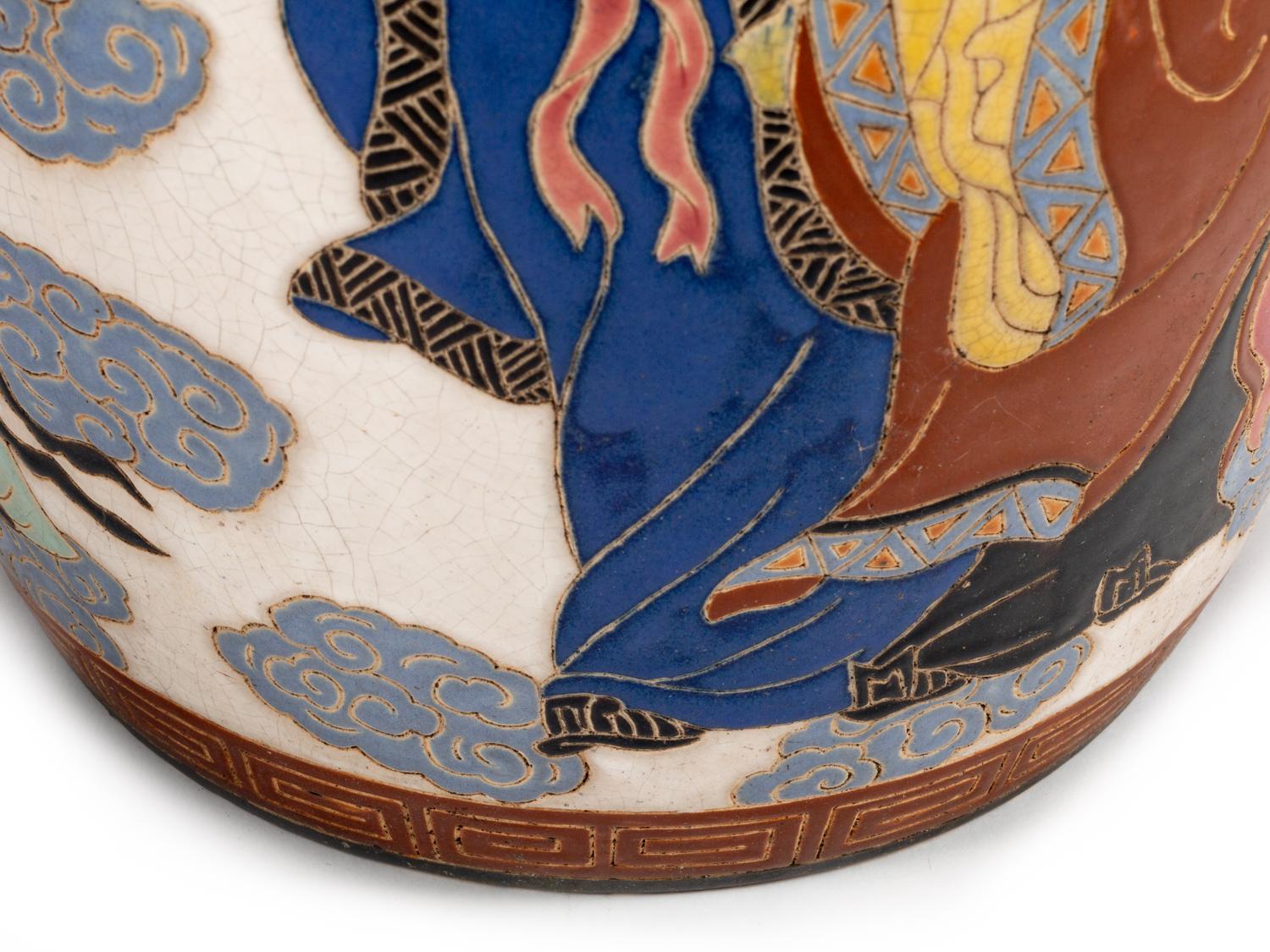 A Pair of Japanese Polychrome Enameled Earthenware Garden Seats