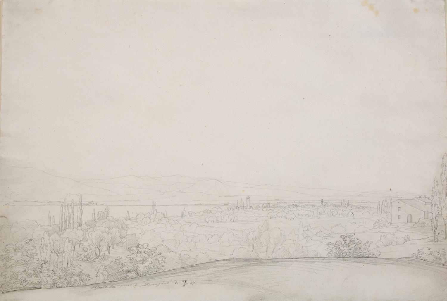 Landscape , Skyline of Lovere , Landscape , and Landscape of Desengano , 1827 (three works)