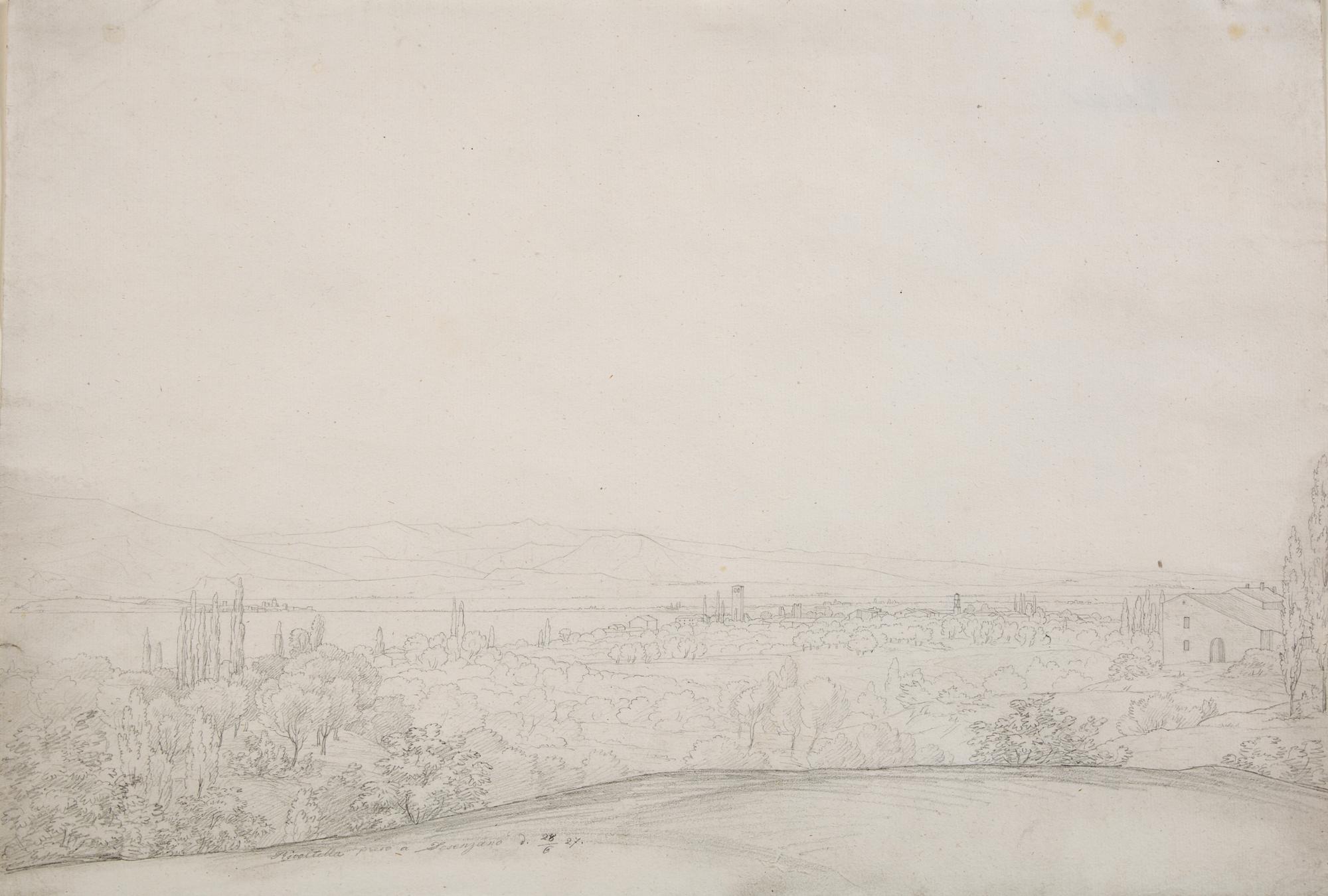 Landscape , Skyline of Lovere , Landscape , and Landscape of Desengano , 1827 (three works)
