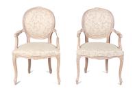 A Pair of Louis XV Style Painted Fauteuils Height 38 3/4 inches. — 20TH CENTURY