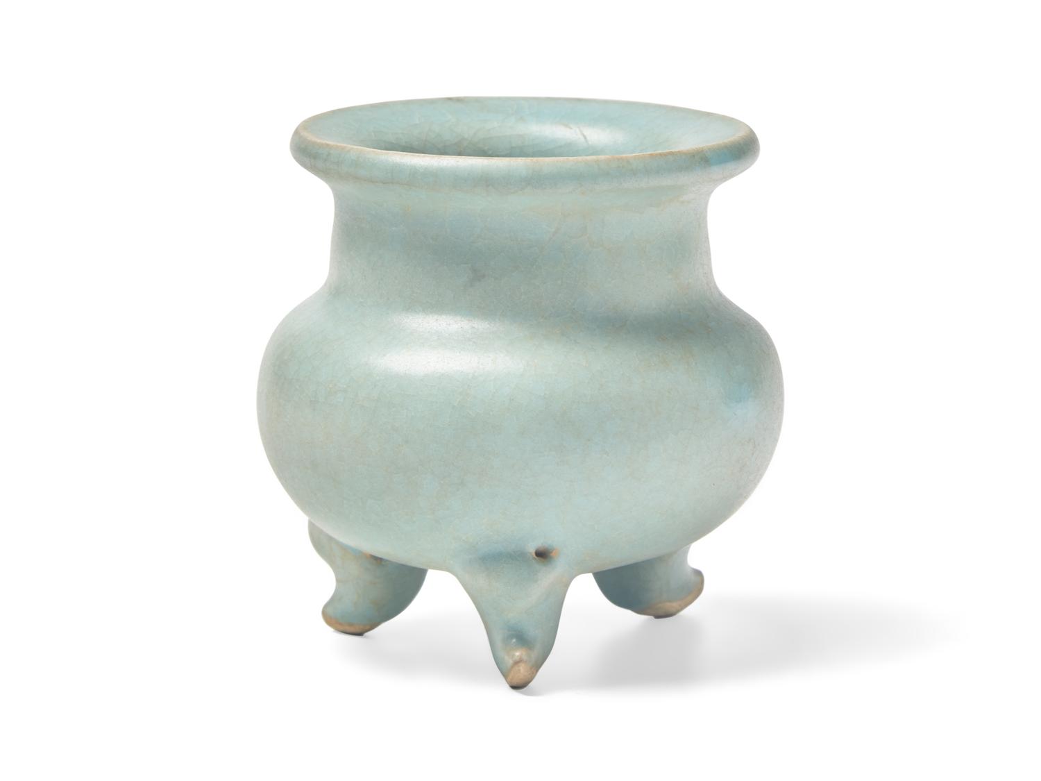 A Small Chinese Junyao Style Tripod Incense Burner