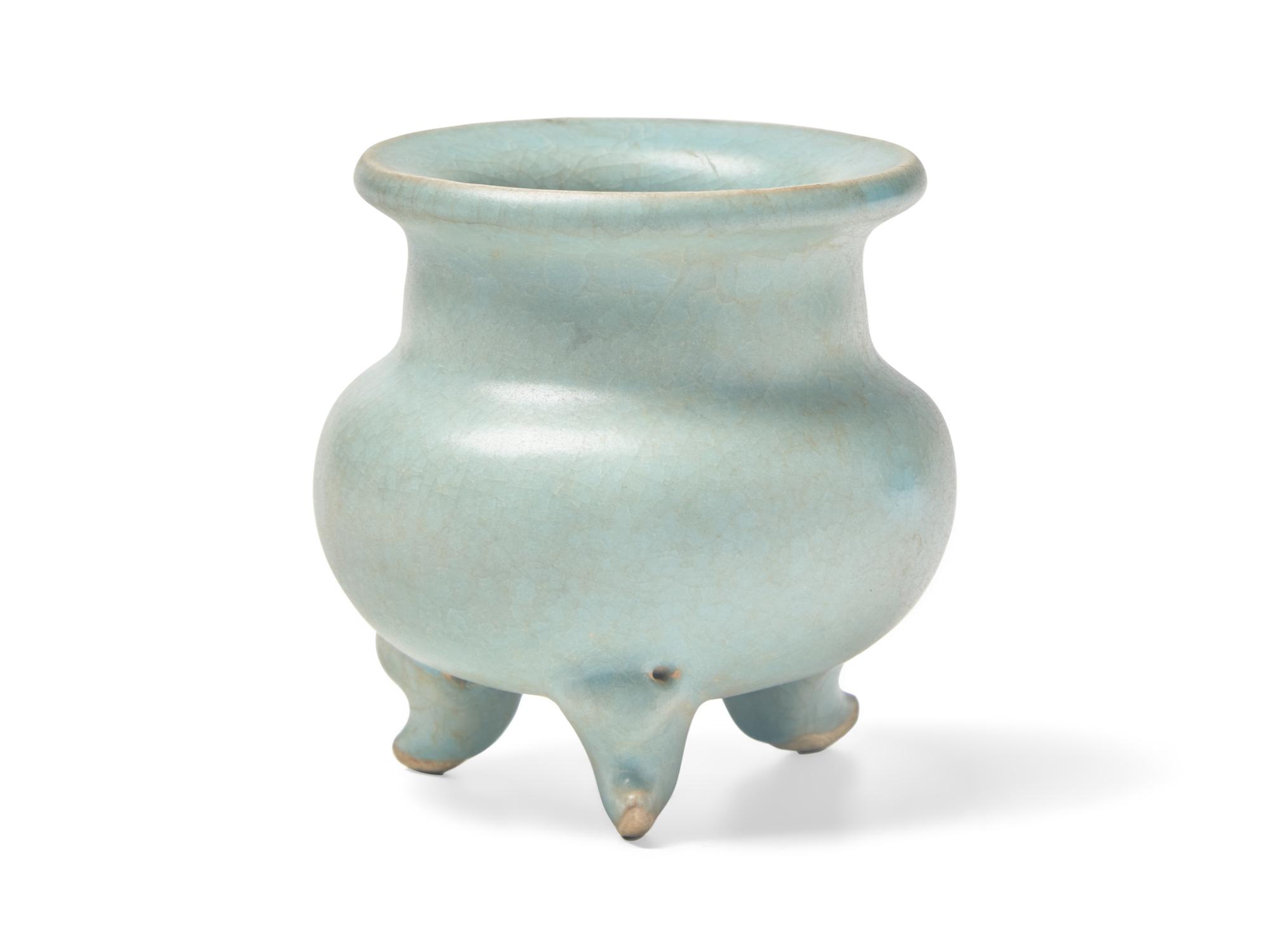 A Small Chinese Junyao Style Tripod Incense Burner