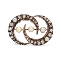 FRENCH, VICTORIAN, DIAMOND AND PEARL BROOCH