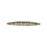 EMERALD, DIAMOND, AND WHITE GOLD BROOCH