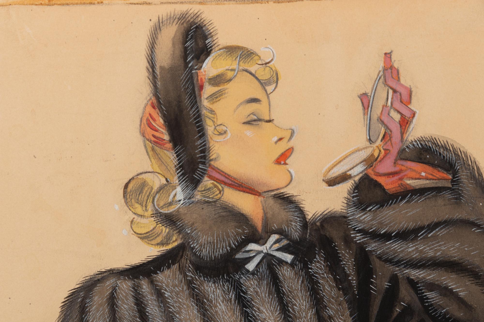 An Archive of Thirteen Conceptual Sketches for I.J. Fox , by James Montgomery Flagg and Russell Patterson, 1940s