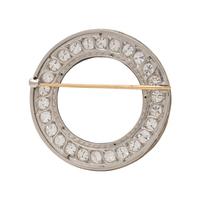 ART DECO, DIAMOND, ONYX AND ENAMEL BROOCH
