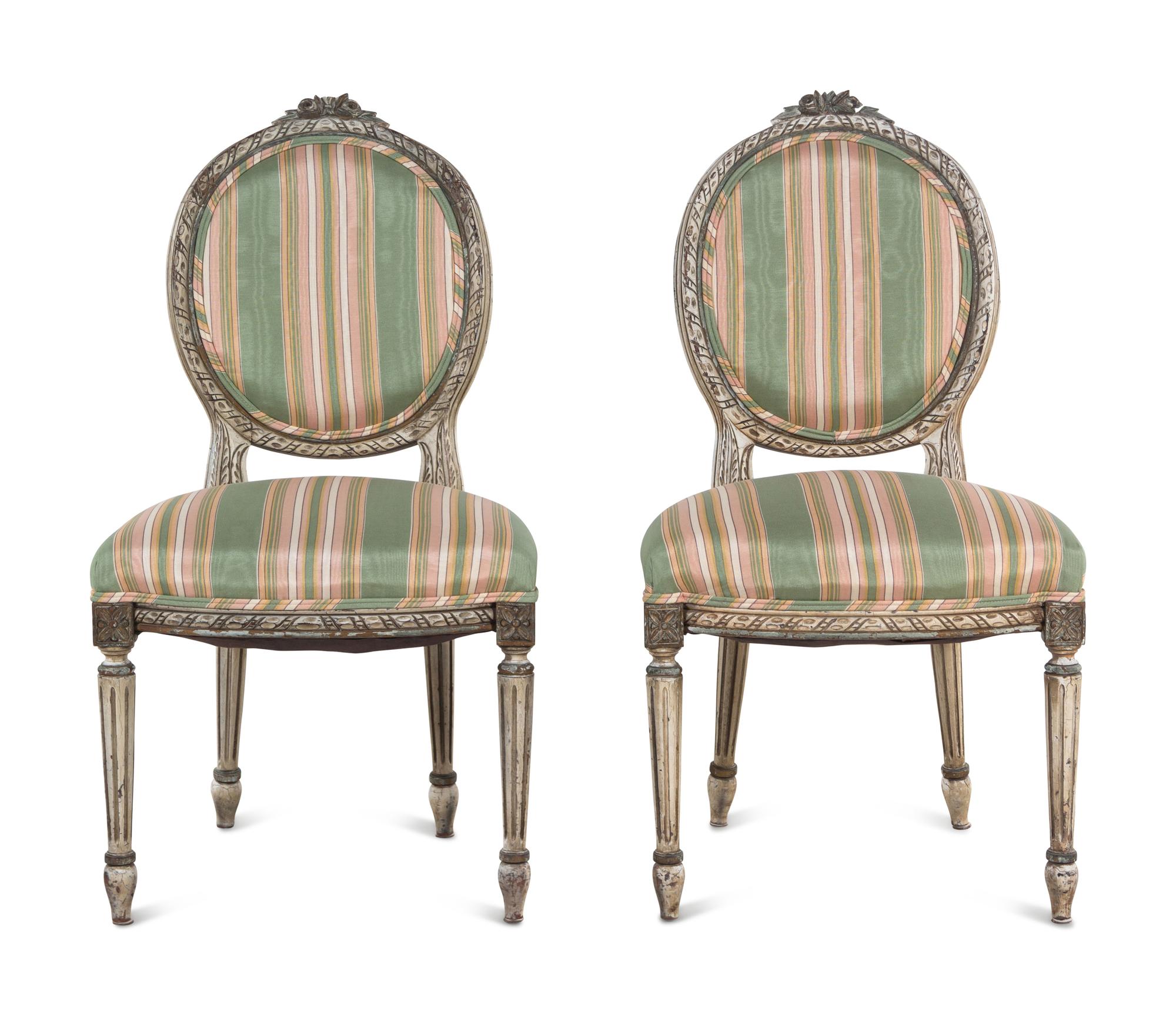 A Pair of Louis XVI Style Painted Side Chairs