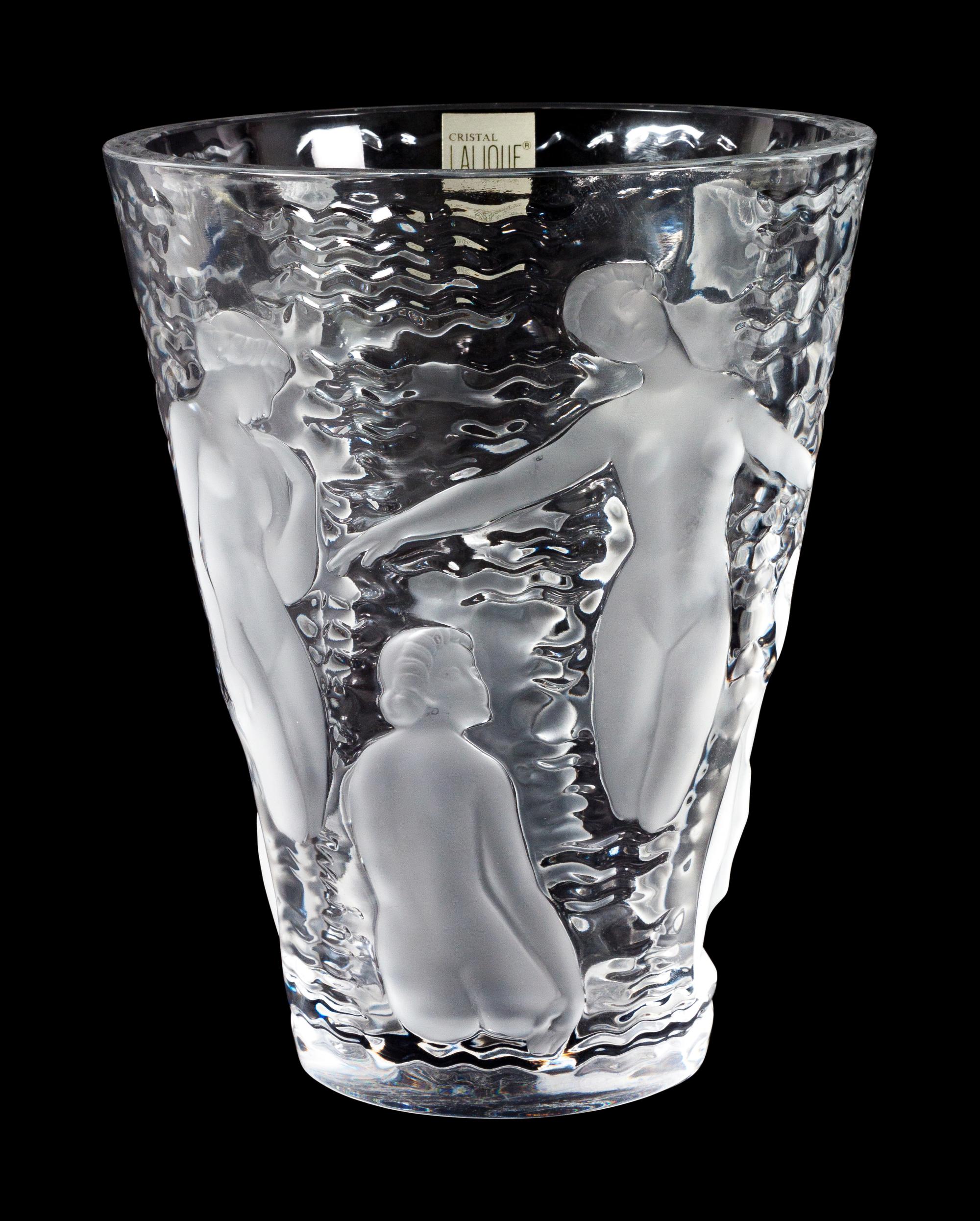 A Lalique Ondines Crystal Vase