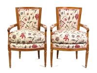 A Pair of Louis XVI Style Fauteuils Height 34 inches. — 19TH CENTURY