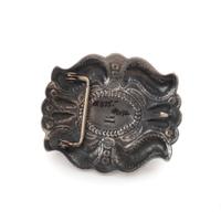 Sterling Silver Belt Buckle, with Coral Cabochon