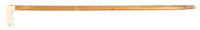 A Chinese Carved Ivory Cane Handle, Height overall 34 x width of handle 3 7/8 inches.