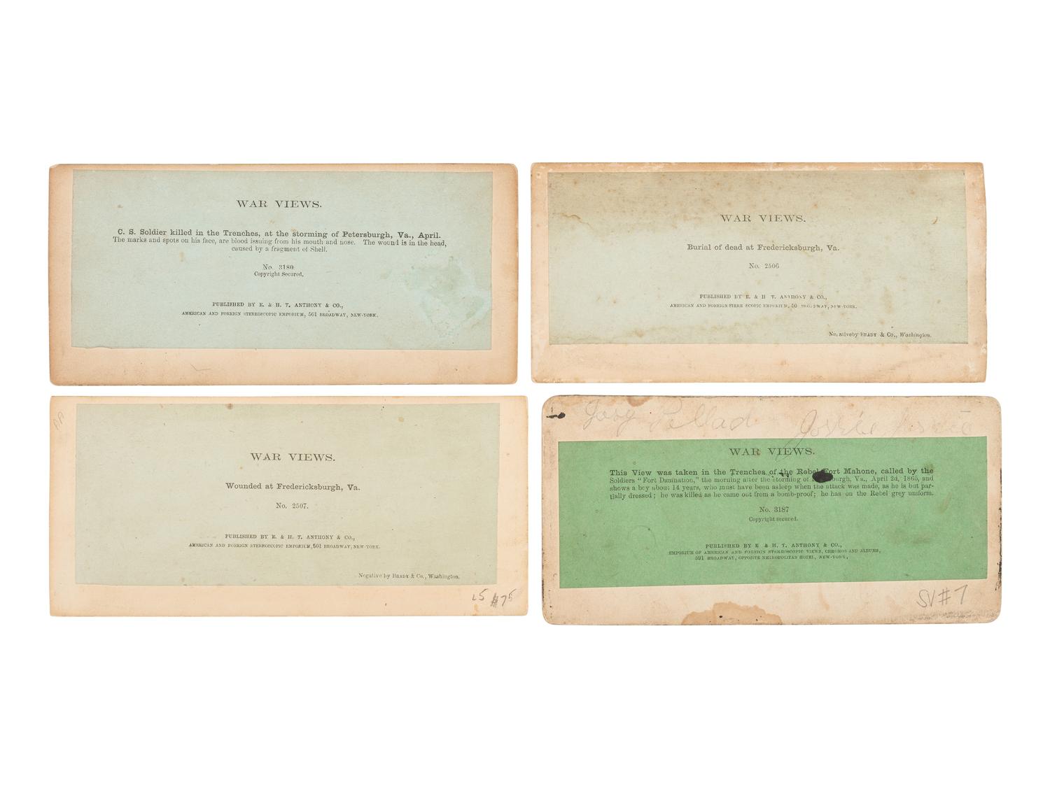 [CIVIL WAR]. 13 stereoviews featuring deceased soldiers, including at Petersburg, Fredericksburg, and Cold Harbor.