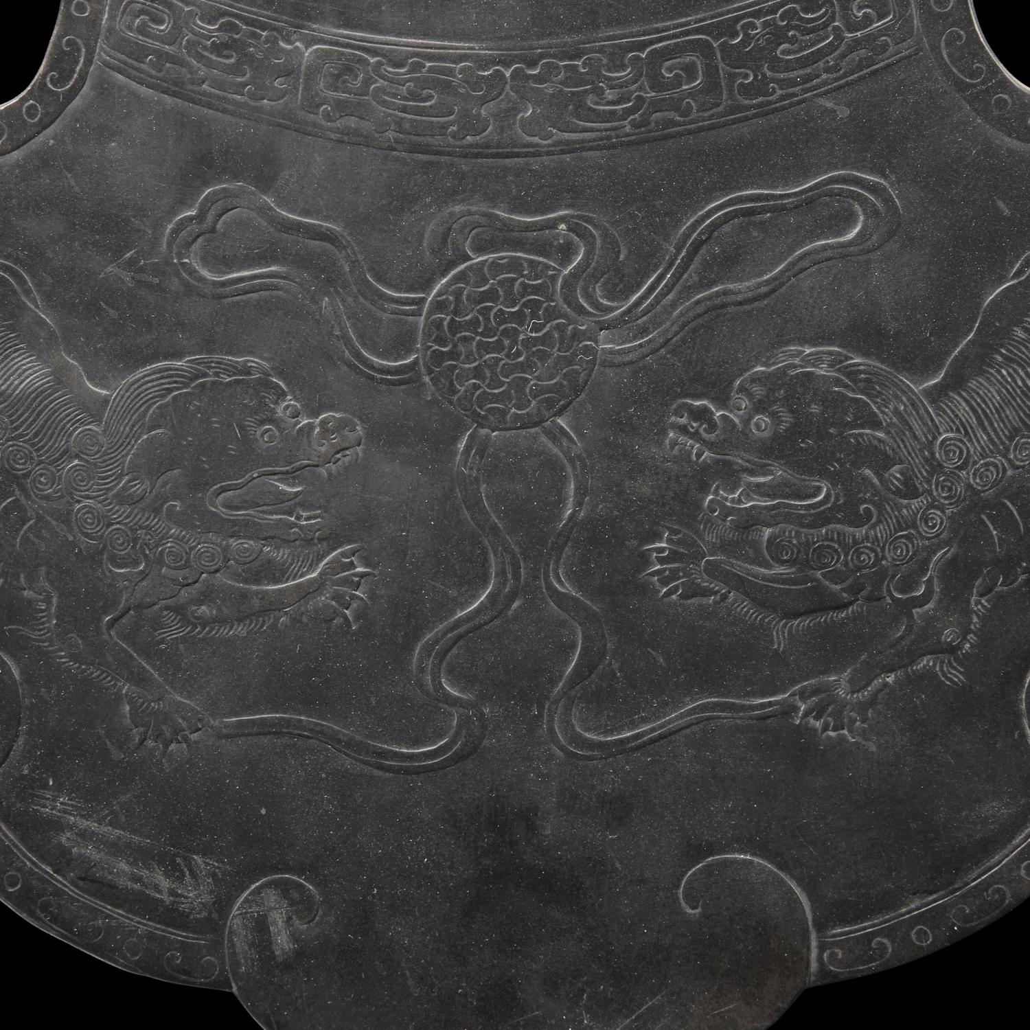 A Large Chinese Low-Relief Duan Stone Chime, 19th Century 清晚期 端石如意雲頭石磬