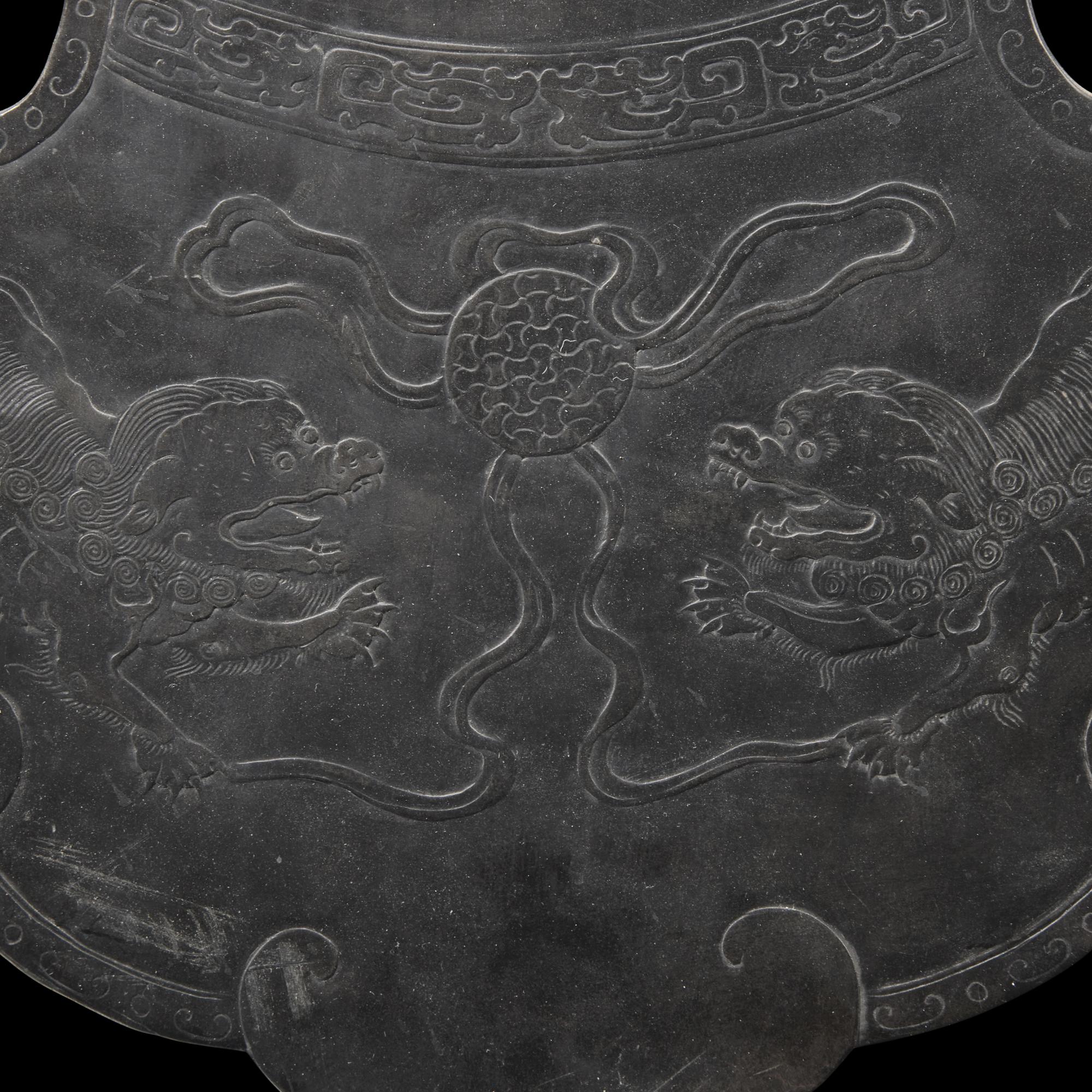 A Large Chinese Low-Relief Duan Stone Chime, 19th Century 清晚期 端石如意雲頭石磬