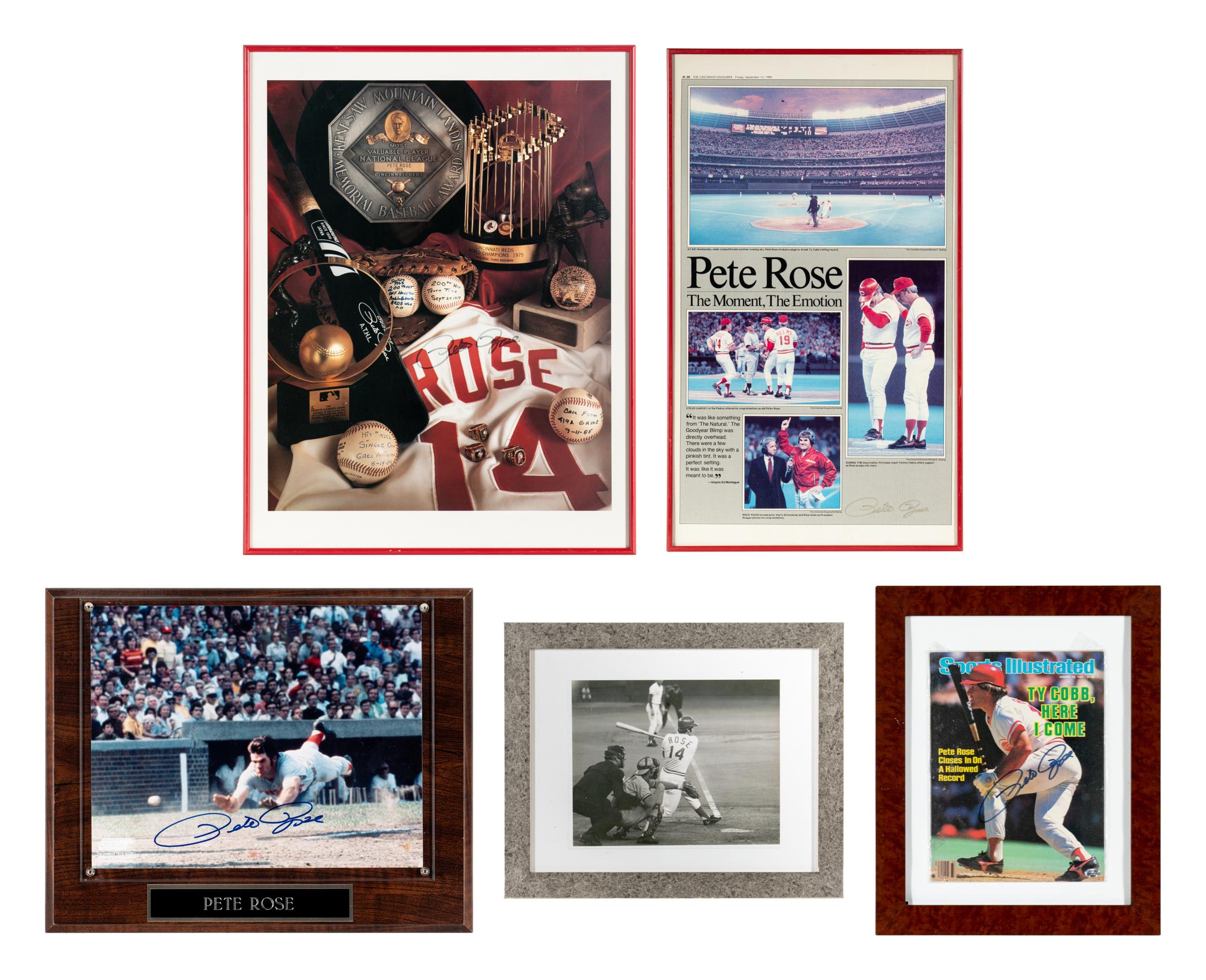 A Large Group of Pete Rose Items Including Multiple Autographs and Full Ticket from 4,192 Career Hit Game,