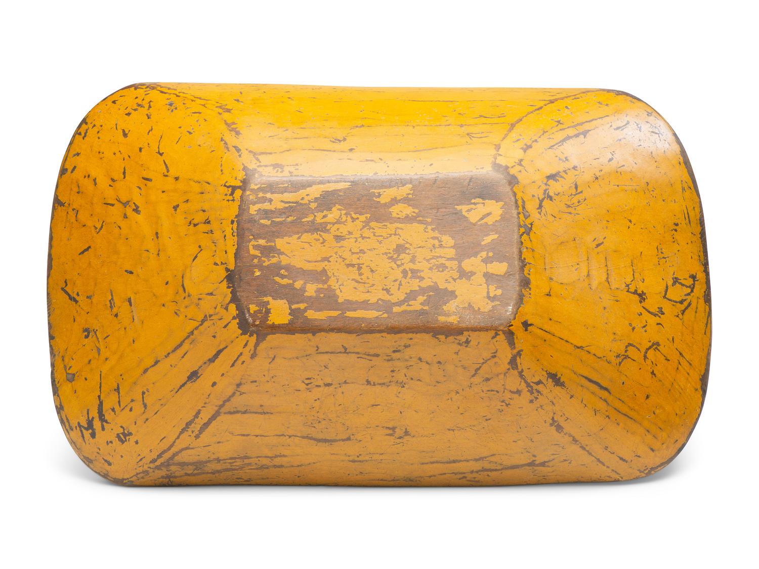 A Rare Yellow Paint Decorated Wooden Bowl