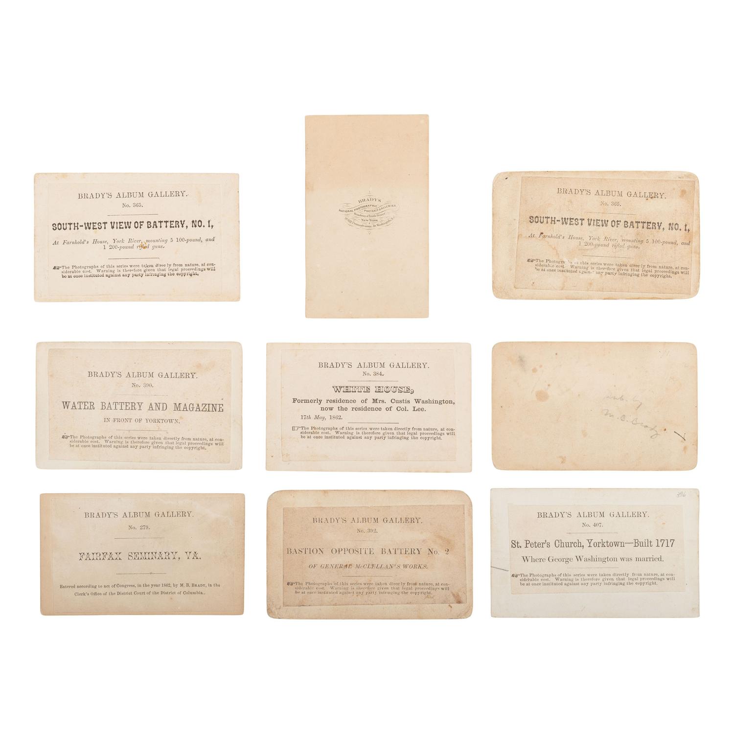 [Civil War] Group of Nine Carte de Visites of Artillery, Fortifications, and More from Brady's Album Gallery