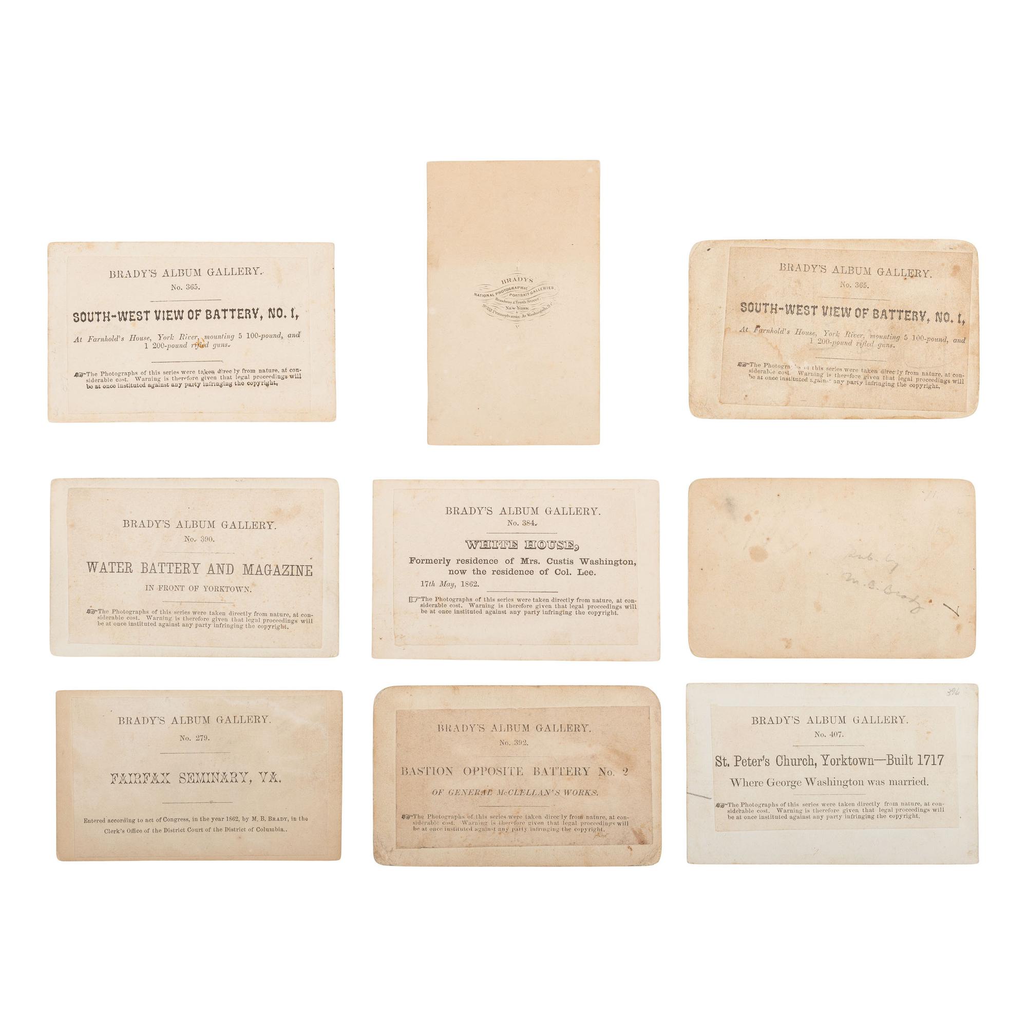 [Civil War] Group of Nine Carte de Visites of Artillery, Fortifications, and More from Brady's Album Gallery