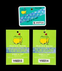 A Group of Tiger Woods 1997 Masters Golf Tournament Augusta National Items from Woods' First Victory (Including Badges),