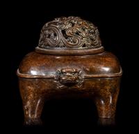 A Chinese Bronze Incense Burner and Cover