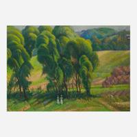 Stanley L. Reckless (American, 1892-1955) Women in a Country Landscape