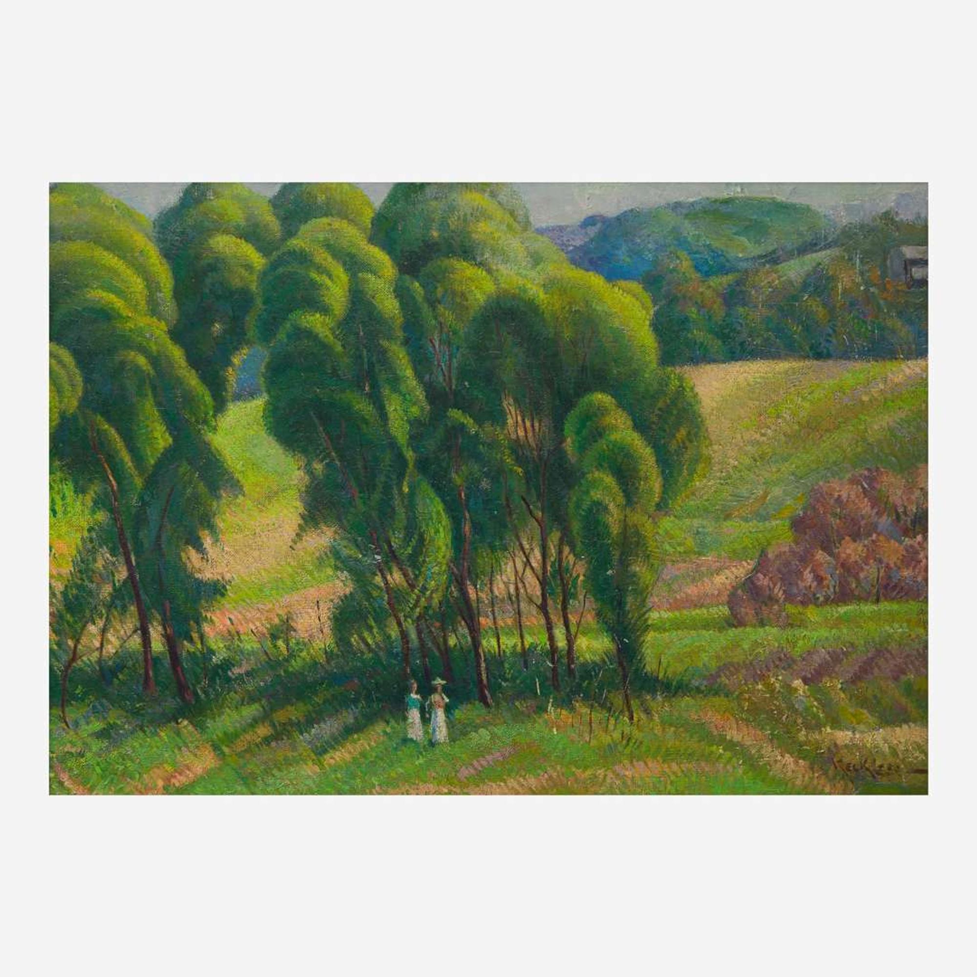 Stanley L. Reckless (American, 1892-1955) Women in a Country Landscape