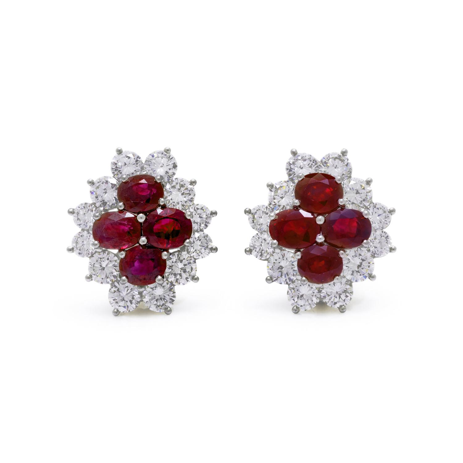 BURMESE RUBY AND DIAMOND EARRINGS