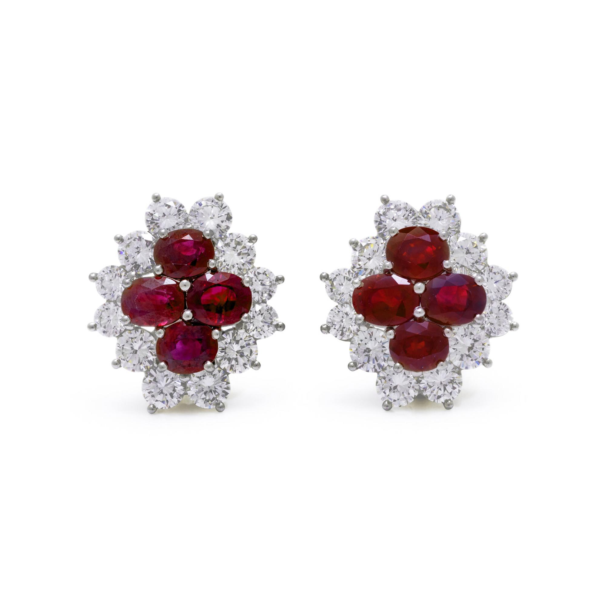 BURMESE RUBY AND DIAMOND EARRINGS
