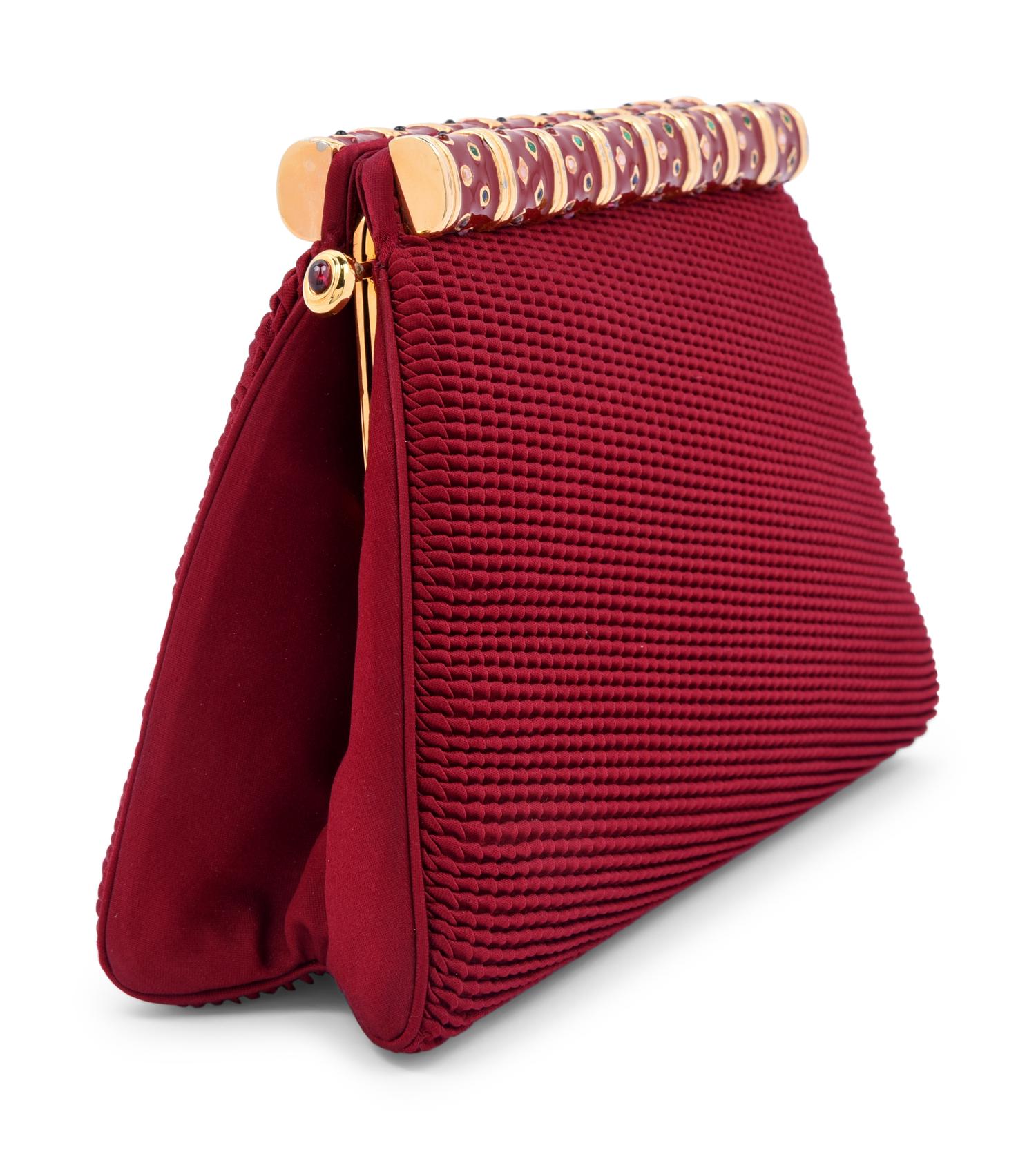 Judith Leiber Double Pleated Silk Bag and Enameled Bangle