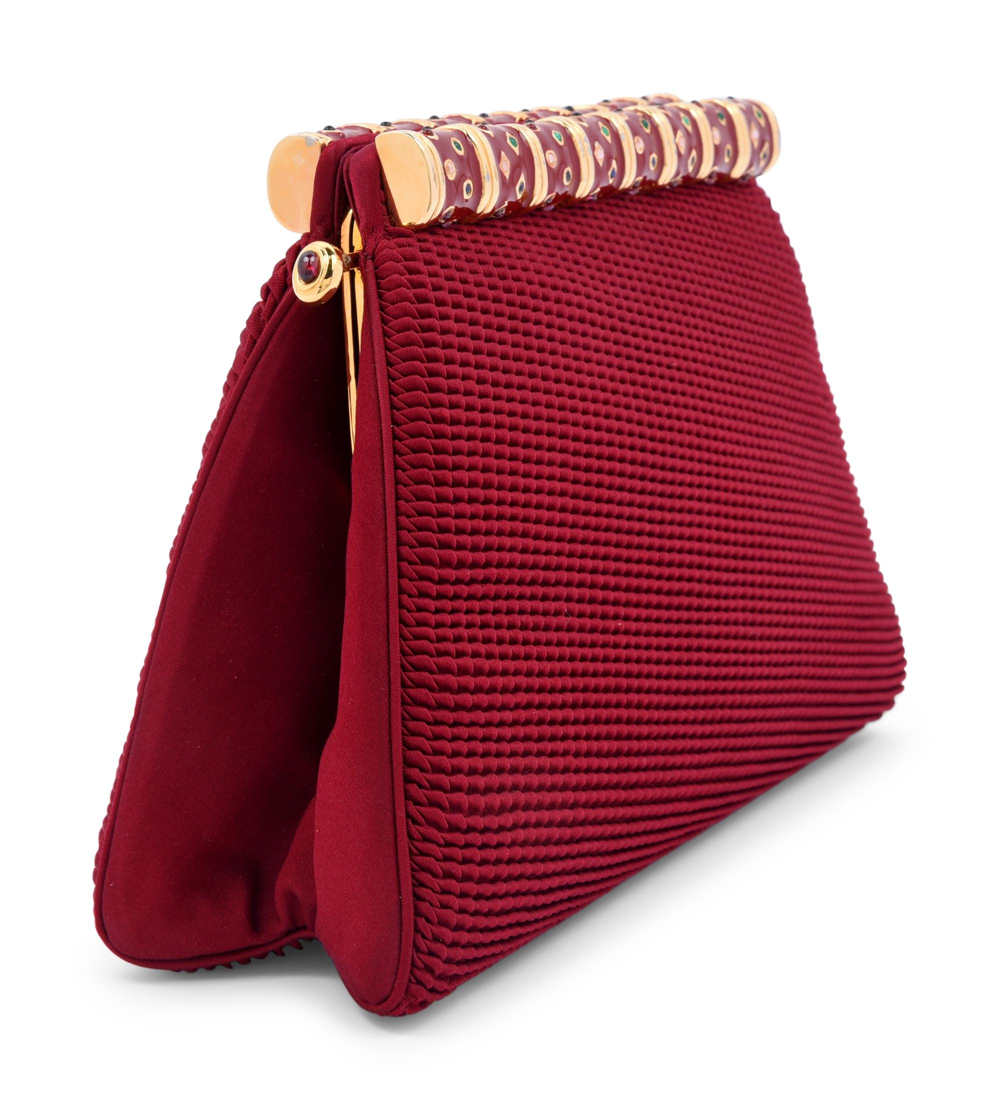 Judith Leiber Double Pleated Silk Bag and Enameled Bangle