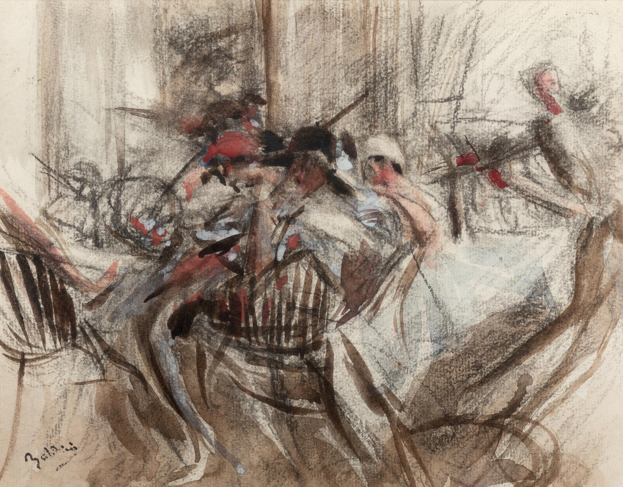 Souper Chez Maxim's; A Portrait of a Young Woman said to be Mlle Boldini (a double-sided work)