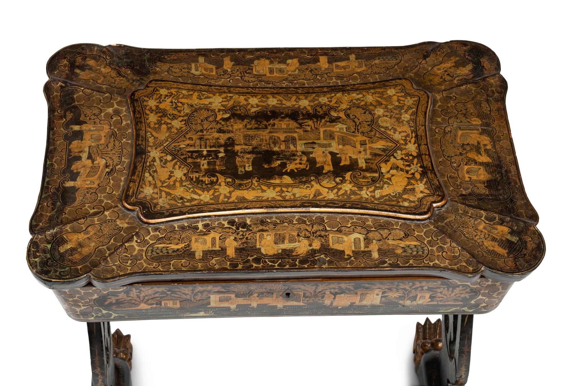 A Chinese Export Lacquered Work Table