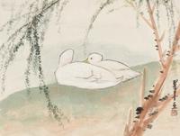A Qi Baishi Print and Two Paintings