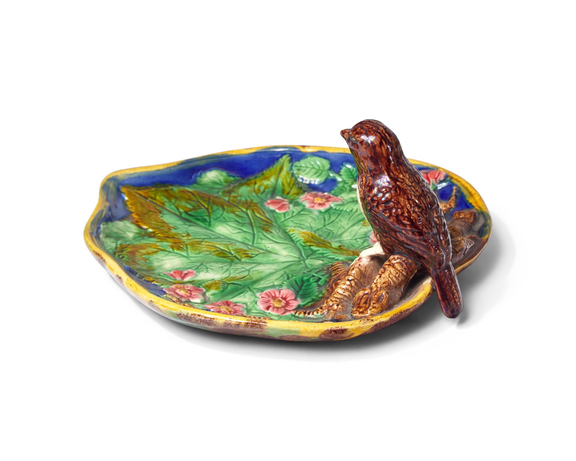 A Majolica Bird Dish