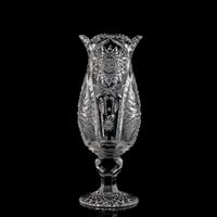 A Brilliant-Period Cut Glass Pedestal Vase with a Lapidary-Cut Knob